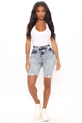 Got A Good Feeling Denim Bermudas - Acid Wash Blue Ins Street