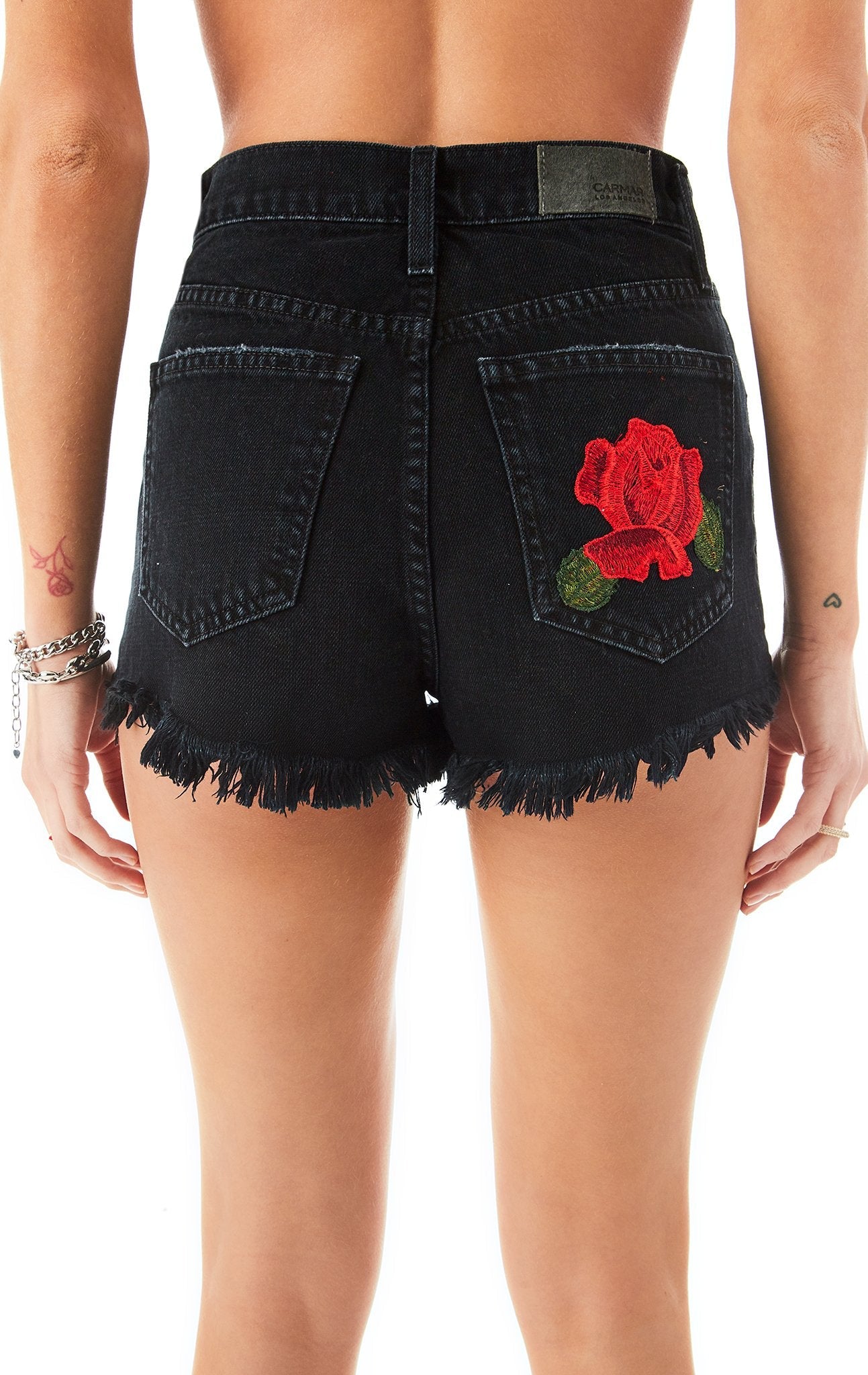 TITANIA ROSE EMBROIDERED DENIM SHORTS CARMAR