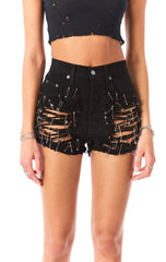 TITANIA SAFETY PIN BLACK DENIM SHORT CARMAR