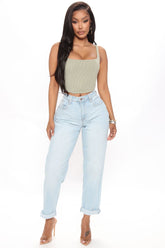 Momma Knows Everything Roll Cuff Jeans - Light Blue Wash Ins Street