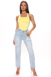 Choose Wisely Distressed Mom Jean - Light Blue Wash Ins Street