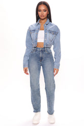90's Vibe High Rise Tapered Jeans - Medium Blue Wash Ins Street
