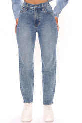 90's Vibe High Rise Tapered Jeans - Medium Blue Wash Ins Street