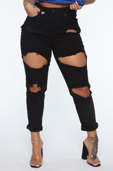 Cara Distressed Boyfriend Jeans - Black Ins Street