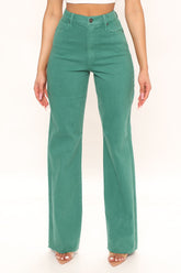 What A Stand Out Wide Leg Jeans - Green Ins Street