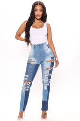 Primadonna Ripped Skinny Jeans - Blue/combo Ins Street