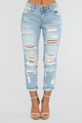 Jeans Muggin Distressed Boyfriend Jeans - Light Blue Wash Ins Street