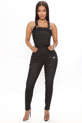 Call It A Day Stretch Overalls - Black Ins Street