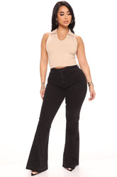 Don't Tell A Soul Stretch High Rise Flare Jeans - Black Ins Street