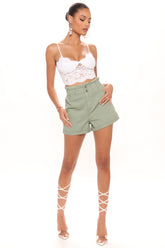 Cameryn Paperbag Waist Denim Shorts - Olive Ins Street