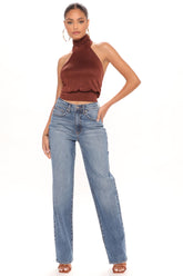 Never Telln' Straight Leg Jeans - Medium Blue Wash Ins Street