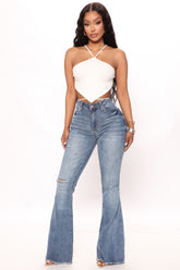 No Nonsense Stretch Flare Jeans - Medium Blue Wash Ins Street