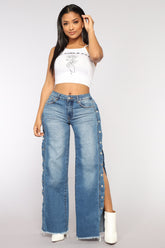 Snap Button Jeans - Medium Blue Wash Ins Street