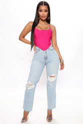 Made It Rain High Rise Destroy Mom Jeans - Light Blue Wash Ins Street