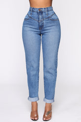Affair Of The Heart Mom Jeans - Medium Blue Wash Ins Street