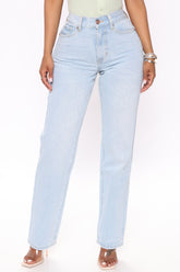 Lost Your Number Slouchy Straight Leg Jeans - Light Blue Wash Ins Street