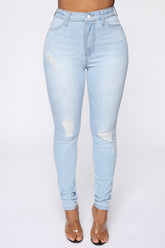 Emma Super Stretch High Rise Skinny Jean- Light Wash Ins Street