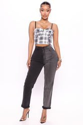 I Got It From My Mama Two Tone Jeans - Black/Grey Ins Street