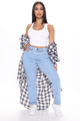 Who's Your Mama Stretch Mom Jeans - Light Blue Wash Ins Street