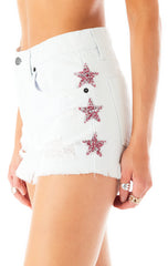 TITANIA RHINESTONE STAR PATCH DENIM SHORTS CARMAR