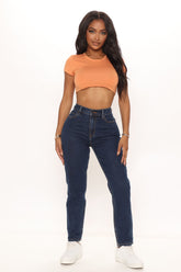 Who's Your Mama Stretch Mom Jeans - Dark Wash Ins Street