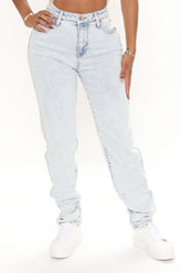 Call It A Day Straight Leg Jeans - Light Blue Wash Ins Street