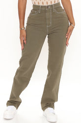 Keep It In Neutral Straight Leg Jeans - Olive Ins Street