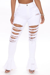 Fray What You Mean Flare Leg Jeans - White Ins Street
