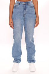 Keep It Cute Non Stretch Straight Leg Jeans - Medium Blue Wash Ins Street