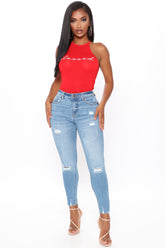 Ava Distressed Skinny Jeans - Light Blue Wash Ins Street