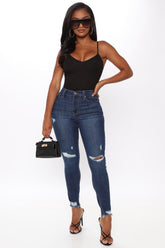 Different City Every Night Distressed Ankle Jeans - Dark Wash Ins Street