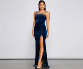 Claudia A-Line Velvet Formal Dress Ins Street