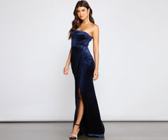 Cleo Formal One-Shoulder Velvet Dress Ins Street