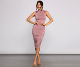 Curves Ahead Sleeveless Ruched Midi Dress Ins Street