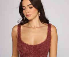 Sleeveless Shaggy Knit Mini Dress Ins Street