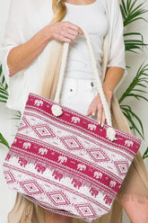 Justin Taylor Printed Tote with Rope Handles Ins Street