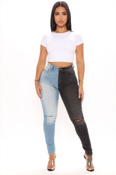 Two Tone For What Sculpting Skinny Jeans - Blue/combo Ins Street