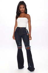 Dazed For Days Flare Jeans - Dark Denim Ins Street