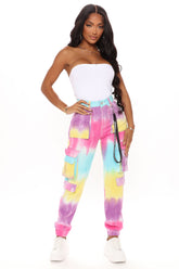 All Good Vibes Tie Dye Denim Joggers - Multi Color Ins Street