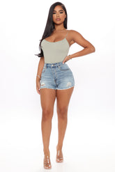 Gen Distressed Denim Shorts - Medium Blue Wash Ins Street