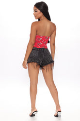 Under Deconstruction Acid Wash Denim Shorts - Acid Wash Black Ins Street