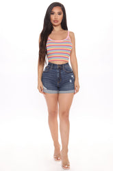 Fiona Cuffed Denim Shorts - Dark Wash Ins Street