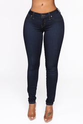 Flex Game Strong Low Rise Skinny Jeans - Dark Blue Wash Ins Street
