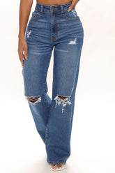 Searched Far And Wide Leg Jeans - Dark Wash Ins Street