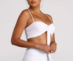 Cropped Ruched Tie Front Top Ins Street