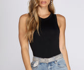 Crew Neck Simple Bodysuit Ins Street