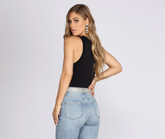 Crew Neck Simple Bodysuit Ins Street