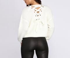 Lace Up Pullover Sweater Ins Street