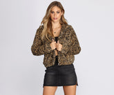 Sherpa Leopard Bomber Jacket Ins Street