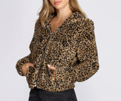 Sherpa Leopard Bomber Jacket Ins Street
